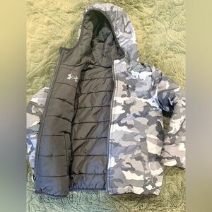 Under Armour Kids Camo Puffer Jacket - Gray and Black